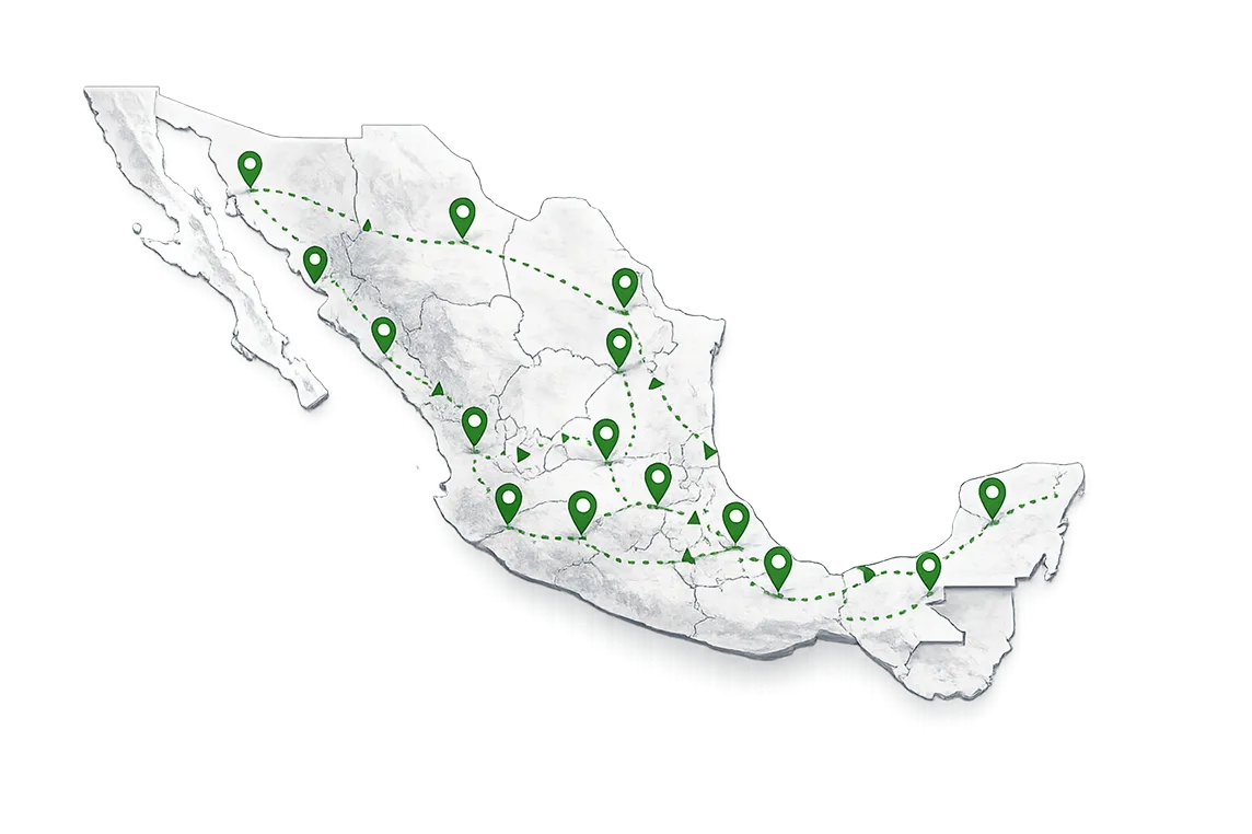 Mapa de cobertura de Zeta Transportes en México